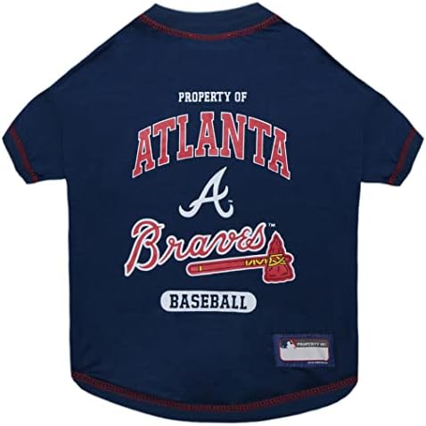 MLB Atlanta Braves Dog T-Shirt, X-Large. - Licensed Shirt for Pets Team Colored with Team Logos. - Premium Stretchable Materials for The Comfort of Your Dog & Cat. by PETSFIRST