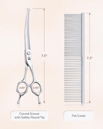 ULG 7.5in Curved Shears & Wide Comb Set, 6CR Steel - Image 2