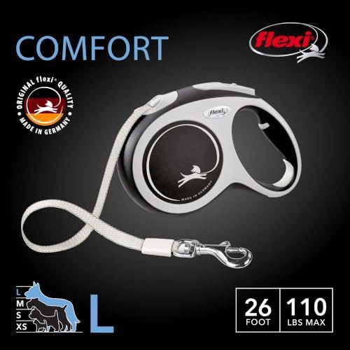 FLEXI® Comfort Nylon Tape Retractable Dog Leash, Large, 26 ft - Grey/Black - Image 3