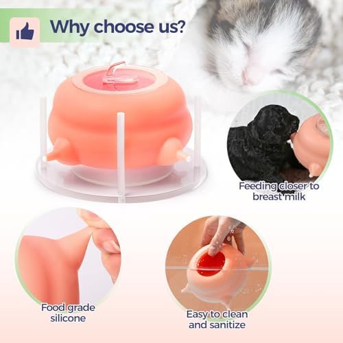 200ml Silicone Multi-Pet Milk Feeder with 4 Nipples(Pink) - Image 6