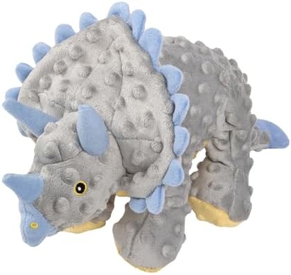 goDog Dinos Frills Squeaky Plush Dog Toy with Chew Guard Technology, Durable Fabric & Squeaker for Active Play, Gray, Large by goDog