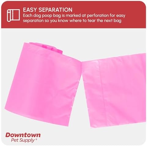Downtown Pet Supply Poop Bags for Dogs with Dispenser, 220 Count - Leak-Proof Dog Waste Bags and Bone-Shaped Dog Poop Bags Holder for Leash - Pink, 12.5" x 8.5" - Image 5