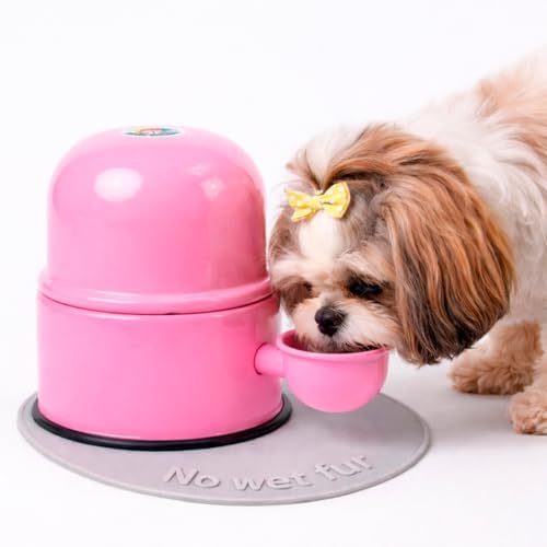 Pet Water Dispenser for Dogs and Cats, 47.3 oz – Gravity-Fed Aluminum Water Bowl, Prevents Wet Fur, Provides Continuous Fresh Water, Electrostatic Coated Finish, Vida Mansa (Pink) by VidaMansa