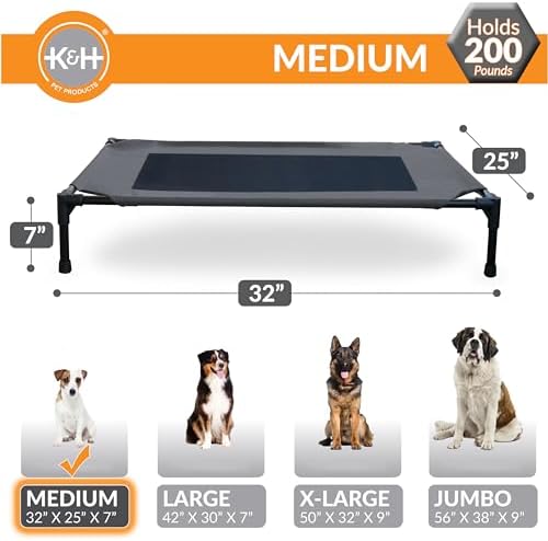 K&H Outdoor Elevated Dog Bed for Small & Medium Pets, Charcoal, 32x25in - Image 3