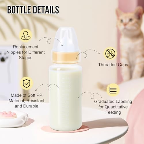 Puppy Kitten Nursing Bottle 5oz - Small Animal Feeding Kit with Nipples | Hand Feeding Supplies for Puppies, Kittens, Rabbits, Ferrets & Newborn Pets - Image 2