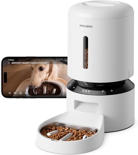PETLIBRO Automatic Cat Feeder with Camera, Auto Pet Food Dispenser Slow Feeder Dog Bowl, 1080P HD Video with Night Vision, 5G WiFi with 2-Way Audio, Stainless Steel Slow Food Tray for Small Dogs by Unknown