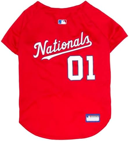 Official MLB Washington Nationals Pet Jersey for Dogs & Cats, Size X-Large - Stylish Baseball Jersey for Your Furry Fan- Show Off Team Spirit with The Perfect Fan Apparel Gear for Pet, Dog & Cat by PETSFIRST
