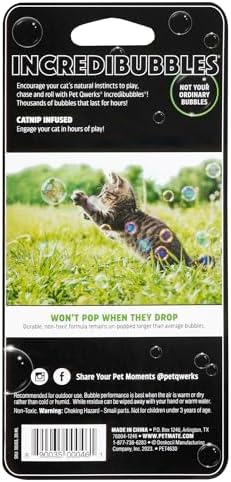 Pet Qwerks Incredibubbles Interactive Cat Toys - Long Lasting Edible Bubbles for Cats - Catnip Flavor - 20 ML - Image 3