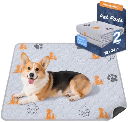 WanpeeGoo Washable Pee Pads for Dogs, Waterproof, 18 x 24 in, 2 Pack, Orng by WanpeeGoo