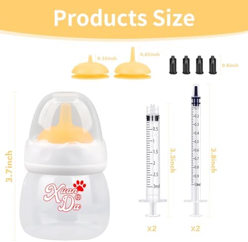 Pet Feeding Bottle and Syringes,60ml Nursing Bottle, 3 Sizes Nipples with Ventilation Valve Resistant Tearing Perfect for Puppies, Kittens, Small Wildlife (Yellow) - Image 2