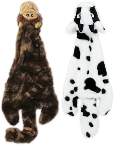 Best Pet Supplies 2-in-1 Stuffless Squeaky Dog Toy - Cow, Monkey, Large by BestPetSuppliesLLC