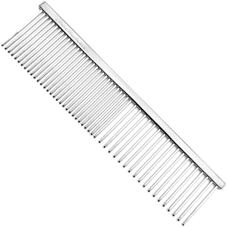 Chris Christensen 005 7.5 inch Fine/Coarse Long Tooth Greyhound-Style Butter Comb, Groom Like a Professional, Rounded Corners Prevent Friction and Breakage, Solid Brass Spin with Steel Teeth, Chrome by ChrisChristensen