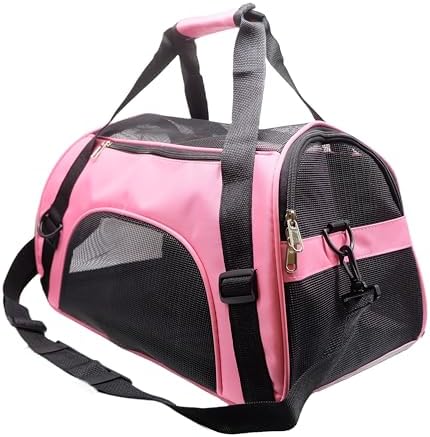 ZaneSun Cat Carrier,Soft-Sided Pet Travel Carrier for Cats,Dogs Puppy Comfort Portable Foldable Pet Bag Airline Approved (Medium-LightPink) by ZaneSun