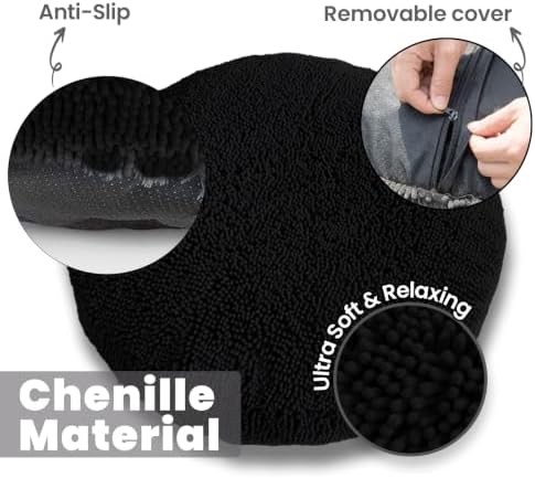 Muddy Mat® Cloud K-9 Bed for Dogs & Cats, Soft & Relaxing Donut Dog Bed, Chenille Material, Removable Cover, Washable & Dryer Safe–Black Large(40'x40') - Image 2