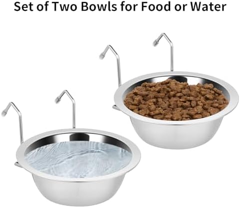 Fri4Free 2PCS 20oz Stainless Steel Hanging Kennel Water Bowls - Image 4