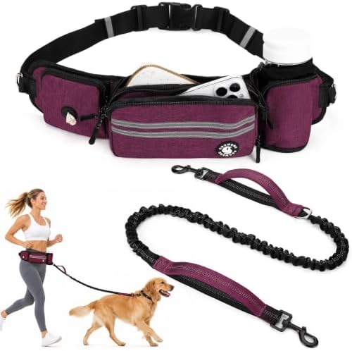Hands Free Dog Leash with Dog Walking Fanny Pack, Red by COOWONE