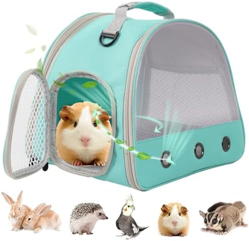 Breathable Guinea Pig Carrier Backpack with Nylon Mesh Window Portable Carrier for Guinea Pig, Bunny Bearded Dragon Bird Chinchilla Ferret Travel Outdoor by LightUpYourPetsLife