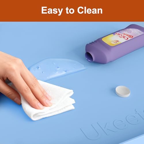 22" x 19" Extra Thick Silicone Mat Waterproof with Raised Edge, Blue - Image 6
