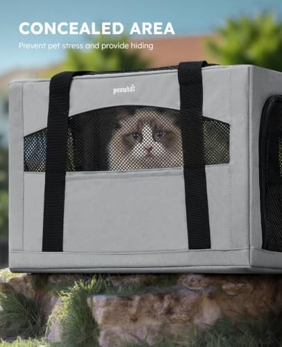 Pecute Cat Carrier Stable, Pet Carrier with Privacy Partition,Gray - Image 4