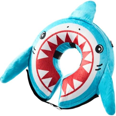 BENCMATE Inflatable Dog Cone Collar Alternative After Surgery Large, Shark by BENCMATE