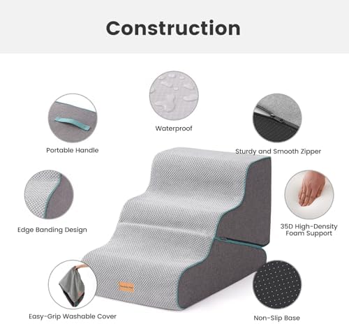 Gardner Pet Dog Stairs for Small Dogs 16.5" H, 2 in 1 Transformable 3-Step Pet Stairs and ramp, Dog Steps for Couch (13-20 in) with Durable Non-Slip Waterproof Cover and CertiPUR-US Certified Foam - Image 4