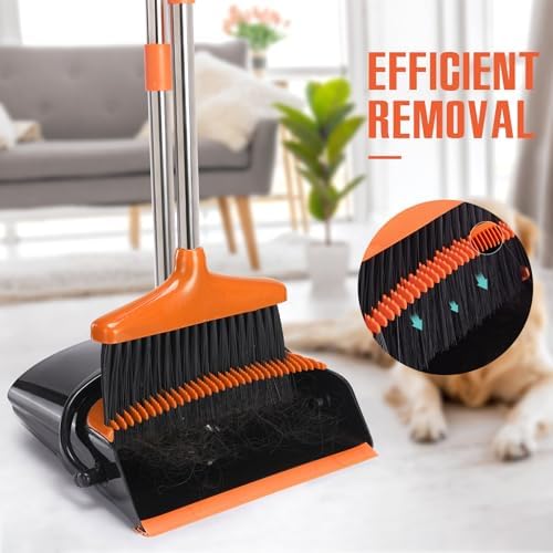 Broom and Dustpan Set,54.72" Long Handle,Standing Dustpan,1-Pack - Image 5