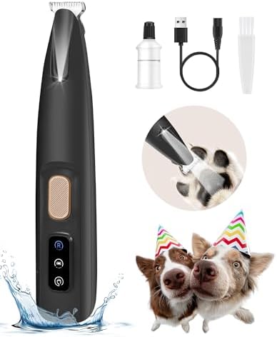FURBONA Dog Paw Trimmer, 18mm Quiet Dog Hair Trimmer with LED Light, Black by FURBONA