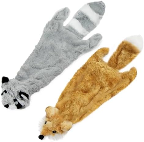 Best Pet Supplies 2-in-1 Stuffless Squeaky Dog Toy - Fox, Raccoon, Large by BestPetSuppliesLLC