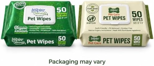 Inspire Naturals Pet Wipes for Dogs and Cats 100% Natural Plant Based with Organic Antioxidants, Dog Wipe Cleaning Deodorizing | Puppy Wipes | Dog Wipes for Paws and Butt(100ct - 2 Pack) - Image 5