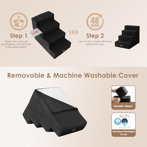 EHEYCIGA Dog Stairs for Bed 18" H, Dog 4-Steps for High Bed, Black - Image 6