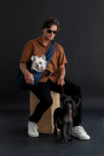 Noah & Paw Dog Sling Carrier for Small Dogs 5-18lb, Dog Sling for Small Dogs and Cats, Dog Carrier with Adjustable Padded Strap, Vegan Denim Lined with Fur, 3X Safety Features, Machine Washable - Image 3