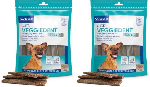 Virbac C.E.T. VEGGIEDENT FR3SH Tartar Control Chews for Dogs, Extra Small, 8 oz, (Pack of 2) by Virbac