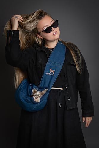 Noah & Paw Dog Sling Carrier for Small Dogs 3-10lb, Dog Sling for Small Dogs and Cats, Dog Carrier with Adjustable Padded Strap, Vegan Denim Lined with Fur, 3X Safety Features, Machine Washable - Image 3