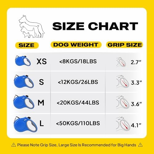 Fida Retractable Dog Leash, 16ft Heavy Duty Pet Walking Leash for Medium/Large Dog up to 110 lbs, Tangle Free. One-Hand Brake (Large, Blue) - Image 7