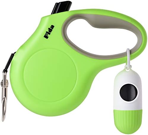 Fida Retractable Dog Leash with Dispenser and Poop Bags, 10 ft, Green by Fida