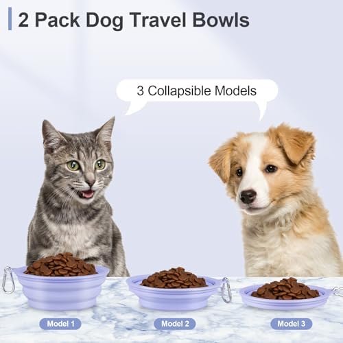 Kytely Collapsible Dog Bowls for Travel, 2Pack Dog Portable Water Bowl, Foldable Pet Food Bowl with Clasp, Pet Cat Feeding Cup Dish for Traveling, Walking, Hiking - Image 2