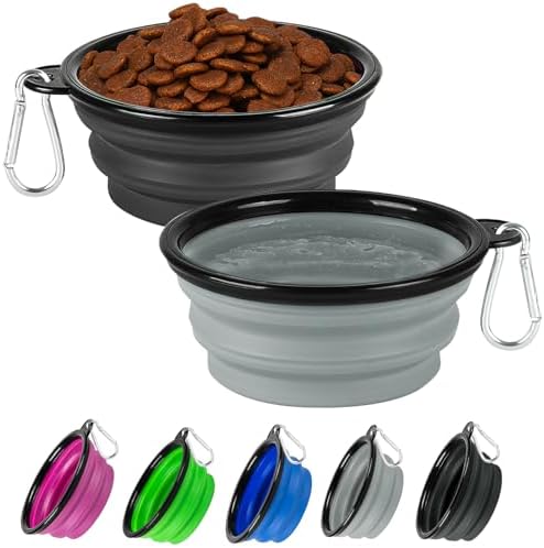 Collapsible Dog Bowl for Travel,2-Pack 12oz Pet Portable Water Food Bowls by HOSCAPE