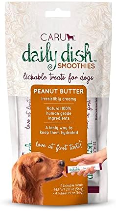 CARU - Daily Dish Smoothies - Lickable Peanut Butter Treat - 4 pack, 0.5 oz tubes by CARU