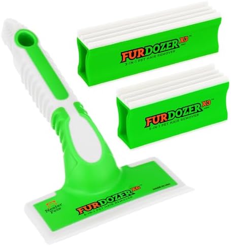 FurDozer Pet Hair Remover & Auto Detailing Tools - Cat & Dog Hair Remover for Carpets, Car Interiors, Couches, Bedding, & Pet Furniture (Green, (3 Pack) - X6, X3 PRO, X3 MINI) by NeaterPetBrands