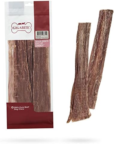 GigaBite Beef Esophagus Dog Treats Strips - 8.5 - 10 Inch , 10 Pack by BestPetSuppliesLLC