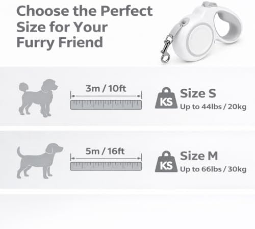 10-16FT,66LBS,Highly Reflective Retractable Dog Leash, M-Gray - Image 3