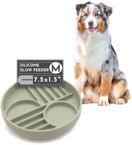 Slow Feeder Dog Bowl - Silicone Dog Bowl, Medium, 7.5" x 1.5" - Sage by ShouldWeGo