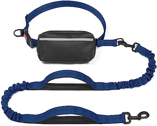 iYoShop Hands Free Dog Leash with Zipper Pouch, Large, 25-120LB, True Navy by iYoShop