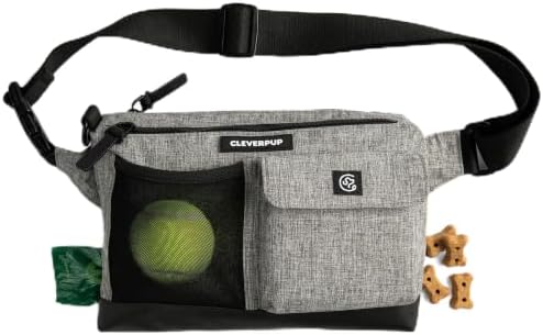 Cleverpup Walk & Train 2-in-1 Dog Walking Bag - Hands-Free, Heather Grey by Cleverpup