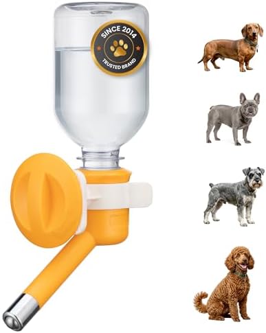 Choco Nose Patented No-Drip Dog Water Bottle/Feeder for Dogs/Cats and Other Small-Medium Sized Animals - for Cages, Crates or Wall Mount. 10.2 Oz. Mess Free Leak-Proof Nozzle 16mm, Orange (C590) by ChocoNosePetSupplyWeLovePetsLikeYouDo