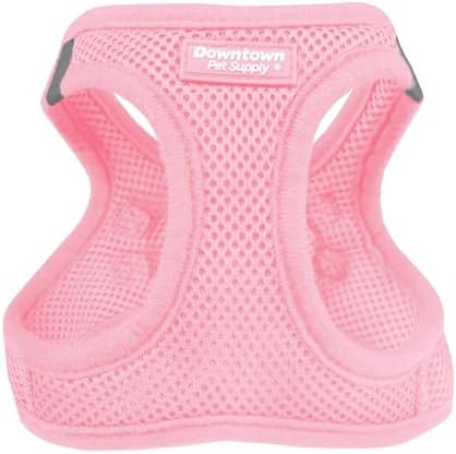 Downtown Pet Supply Step in Dog Harness for Medium Dogs - Adjustable, Escape Proof Dog Harness with Reflective Trim - All-Weather, Fast-Drying Padded Mesh Fabric - Baby Pink, M by DowntownPetSupply