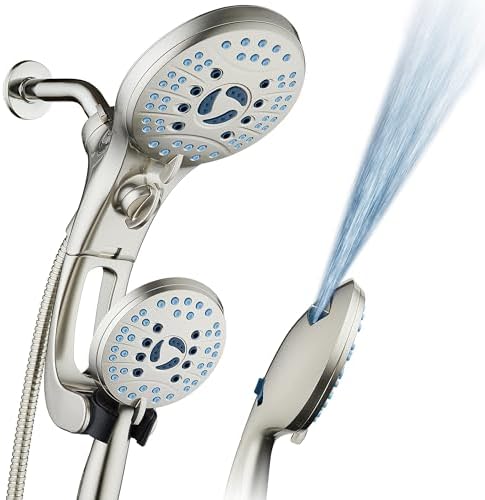 AquaCare 50-mode High Pressure Shower Head Combo with Arm & Dual Power Wash by HotelSpa