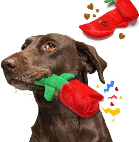 lilfrd Rose Valentines Day Dog Toy, Squeaky Crinkle Puzzle Gift for Dogs by Lilfrd