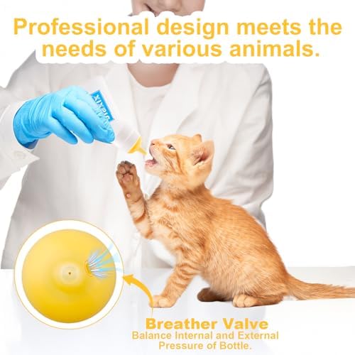 3 Pack Kitten Silicone Nursing Bottle,Silicone Feeding Nipple, Reusable Newborn Kitten Supplies, Suitable for Feeding Kitten, Puppy, Rabbit, Hamster (Yellow, Large) - Image 4