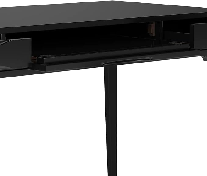 SIMPLIHOME Harper Desk and Bookcase Bundle - 60 inch Wide Solid Wood Mid Century Modern Desk with Drawers and 24 inch Wide 4-Shelf Bookcase in Black, Home Office Furniture (Set of 2) - Image 9
